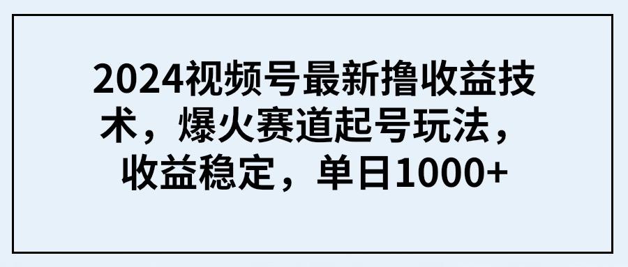 (9651期) 2024视频号最新撸收益技术，爆火赛道起号玩法，收益稳定，单日1000+-星禾网创星球