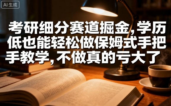 考研细分赛道掘金，日入1k+，学历低也能轻松做保姆式手把手教学，不做真的亏大了【揭秘】-星禾网创星球
