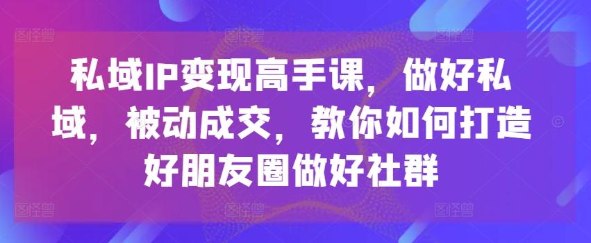 私域IP变现高手课，做好私域，被动成交，教你如何打造好朋友圈做好社群-星禾网创星球