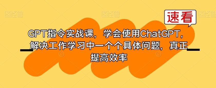 GPT指令实战课，学会使用ChatGPT，解决工作学习中一个个具体问题，真正提高效率-星禾网创星球