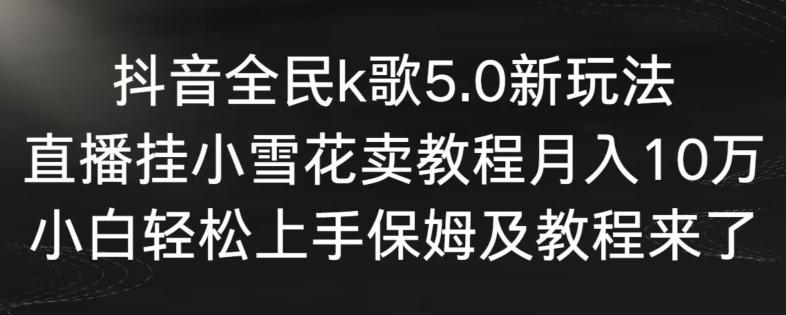 抖音全民k歌5.0新玩法，直播挂小雪花卖教程月入10万，小白轻松上手，保姆及教程来了【揭秘】-星禾网创星球