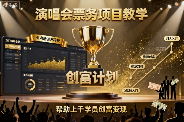 演唱会票务项目教学，业内培训天花板，帮助上千学员创富变现-星禾网创星球