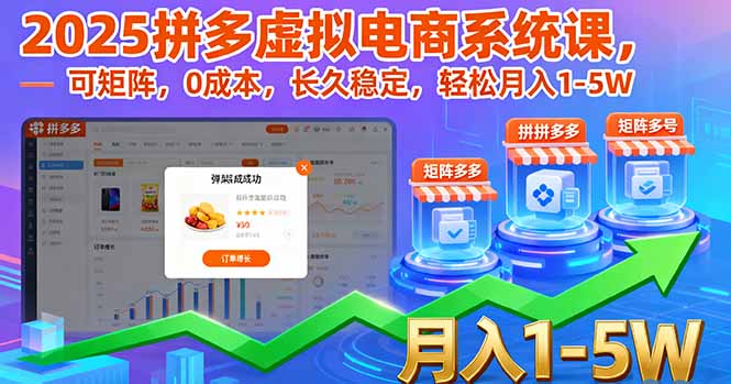 2025拼多多虚拟电商系统课，可矩阵，0成本，长久稳定，轻松月入1-5W-星禾网创星球
