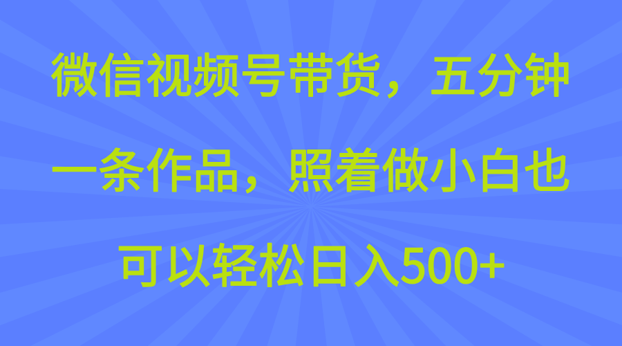 微信视频号带货，五分钟一条作品，照着做小白也可以轻松日入500+-星禾网创星球
