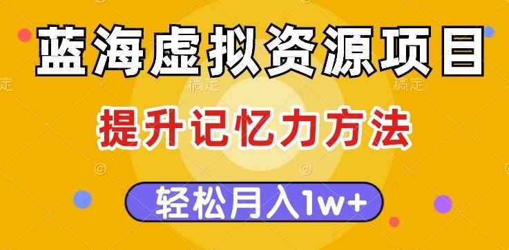 蓝海虚拟资源项目，提升记忆力方法，多种变现方式，轻松月入1w+【揭秘】-星禾网创星球