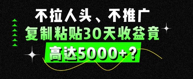不拉人头、不推广，复制粘贴30天收益竟高达5000+？-星禾网创星球