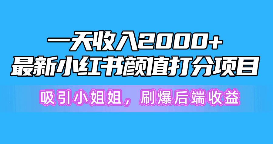 一天收入2000+，最新小红书颜值打分项目，吸引小姐姐，刷爆后端收益-星禾网创星球