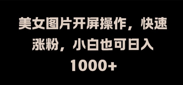 美女图片开屏操作，快速涨粉，小白也可日入1k【揭秘】-星禾网创星球