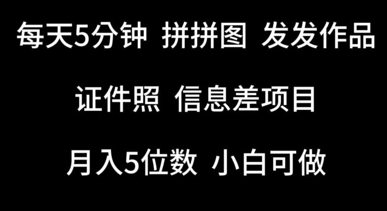 每天5分钟，拼拼图发发作品，证件照信息差项目，小白可做【揭秘】-星禾网创星球