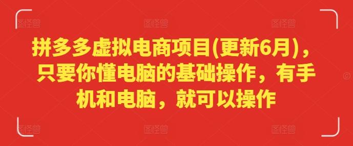 拼多多虚拟电商项目(更新6月)，只要你懂电脑的基础操作，有手机和电脑，就可以操作-星禾网创星球