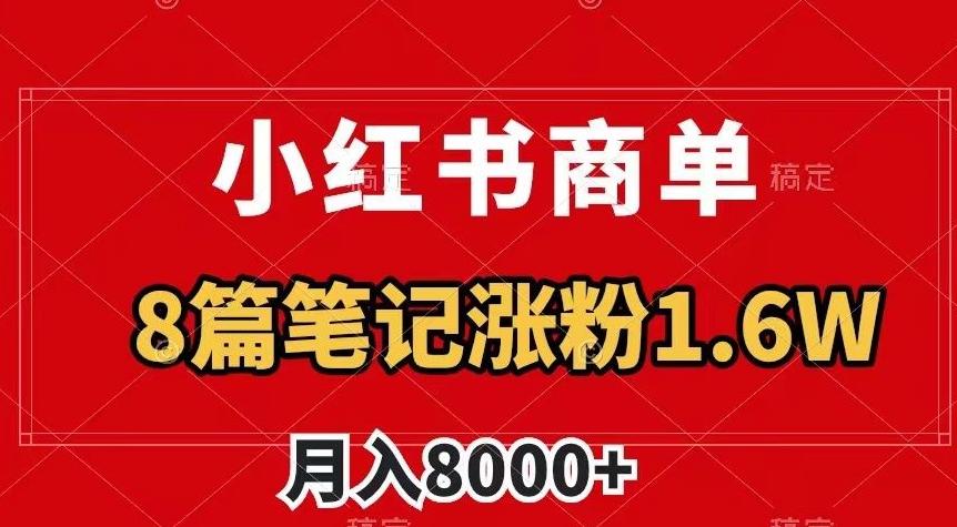 小红书商单最新玩法，8篇笔记涨粉1.6w，作品制作简单，月入8000+【揭秘】-星禾网创星球