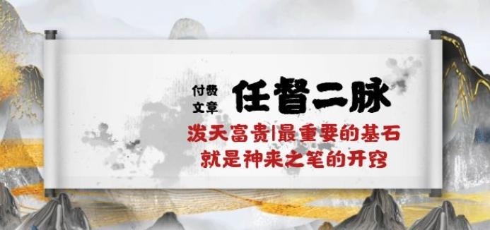 某付费文章《任督 二脉 泼天富贵|最重要的基石 就是神来之笔的开窍|万字》-星禾网创星球