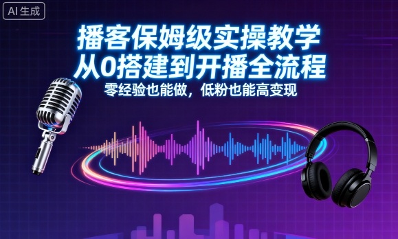 播客保姆级实操教学，从0搭建到开播全流程，零经验也能做，低粉也能高变现-星禾网创星球