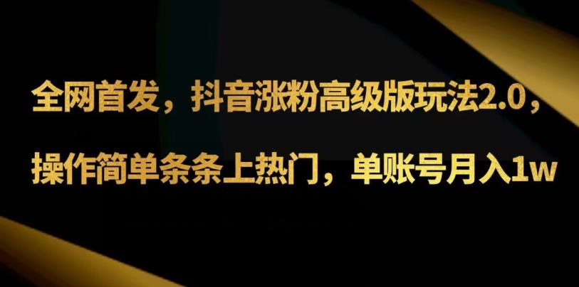 抖音涨粉高级版玩法3.0，操作简单条条上热门，单账号月入1w可批量矩阵（附1500素材）-星禾网创星球
