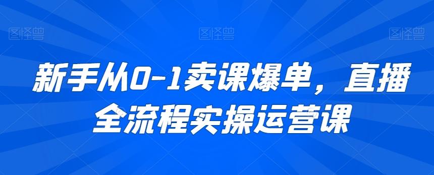 新手从0-1卖课爆单，直播全流程实操运营课-星禾网创星球