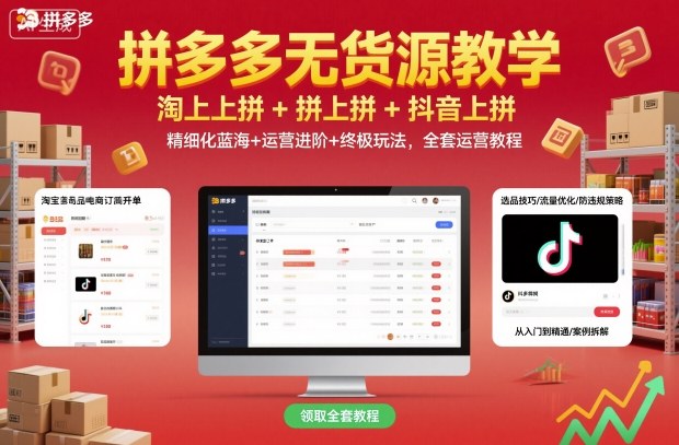 拼多多无货源教学，淘上拼+拼上拼+抖上拼，精细化蓝海+运营进阶+终极玩法，全套运营教程-星禾网创星球