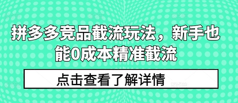 拼多多竞品截流玩法，新手也能0成本精准截流-星禾网创星球