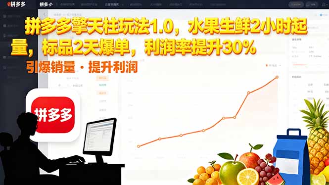 拼多多 擎天柱玩法1.0,水果生鲜2小时起量,标品2天爆单,利润率提升30%-星禾网创星球