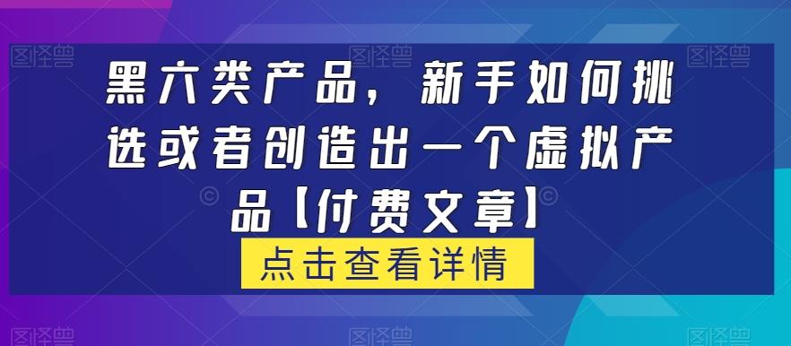 黑六类虚拟产品，新手如何挑选或者创造出一个虚拟产品【付费文章】-星禾网创星球