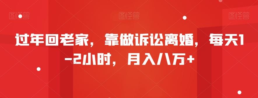 过年回老家，靠做诉讼离婚，每天1-2小时，月入八万+-星禾网创星球