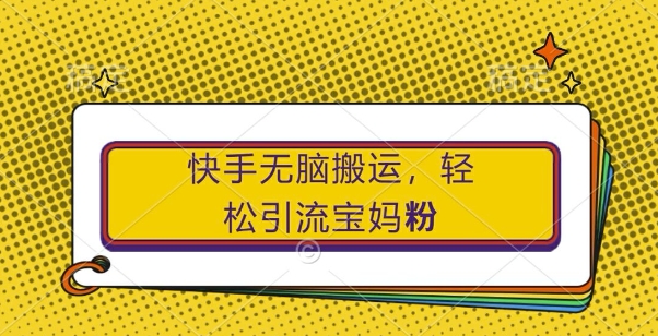 快手无脑搬运，轻松引流宝妈粉，纯小白轻松上手【揭秘】-星禾网创星球