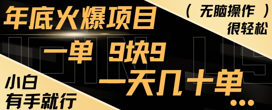 年底火爆项目，一单9.9，一天几十单，只需一部手机，傻瓜式操作，小白有手就行-星禾网创星球