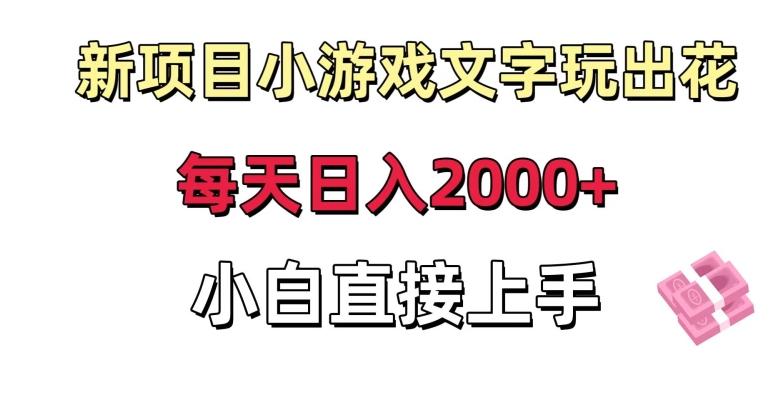 新项目小游戏文字玩出花日入2000+，每天只需一小时，小白直接上手【揭秘】-星禾网创星球