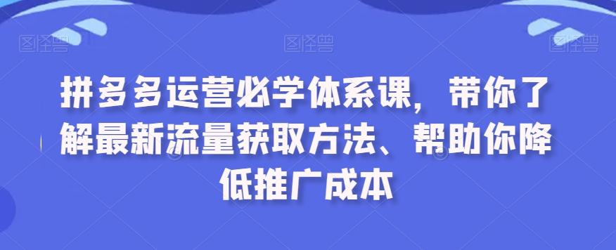 拼多多运营必学体系课，带你了解最新流量获取方法、帮助你降低推广成本-星禾网创星球