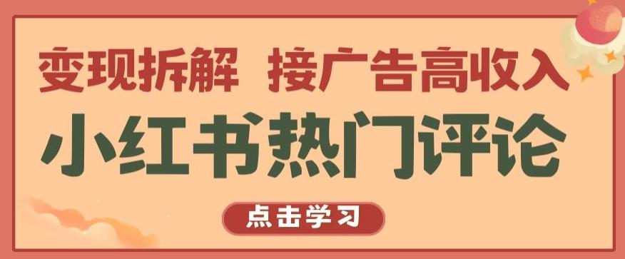 小红书热门评论，变现拆解，接广告高收入【揭秘 】-星禾网创星球