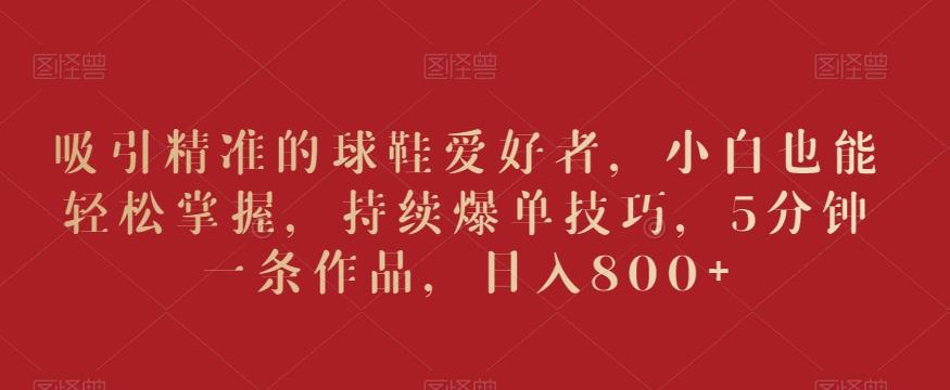 吸引精准的球鞋爱好者，小白也能轻松掌握，持续爆单技巧，5分钟一条作品，日入800+【揭秘】-星禾网创星球