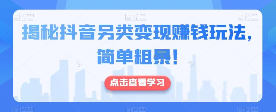 揭秘抖音另类变现赚钱玩法，简单粗暴！-星禾网创星球