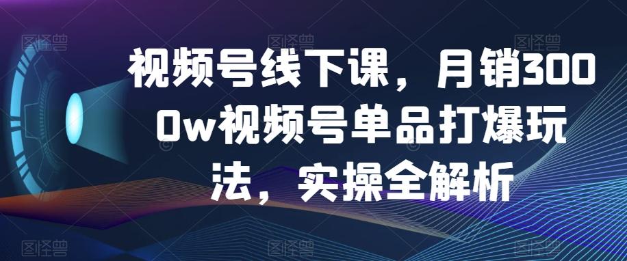 视频号线下课，月销3000w视频号单品打爆玩法，实操全解析-星禾网创星球