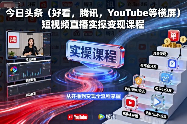 今日头条(好看，腾讯，YouTube等横屏)短视频直播实操变现课程-星禾网创星球