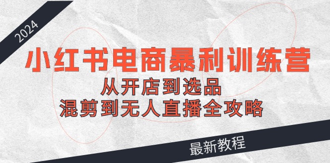 2024小红书电商暴利训练营：从开店到选品，混剪到无人直播全攻略-星禾网创星球
