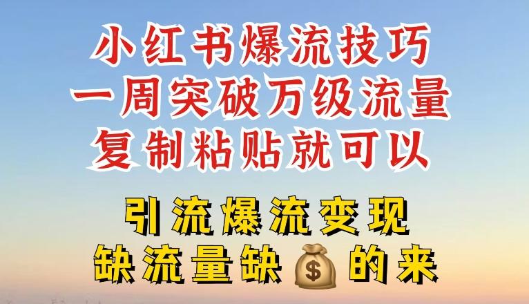小红书爆流技巧，一周突破万级流量，复制粘贴就可以，引流爆流变现【揭秘】-星禾网创星球