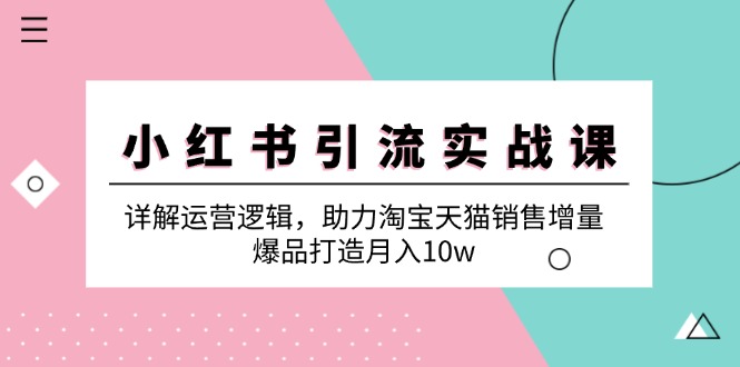 小红书引流实战课：详解运营逻辑，助力淘宝天猫销售增量，爆品打造月入10w-星禾网创星球
