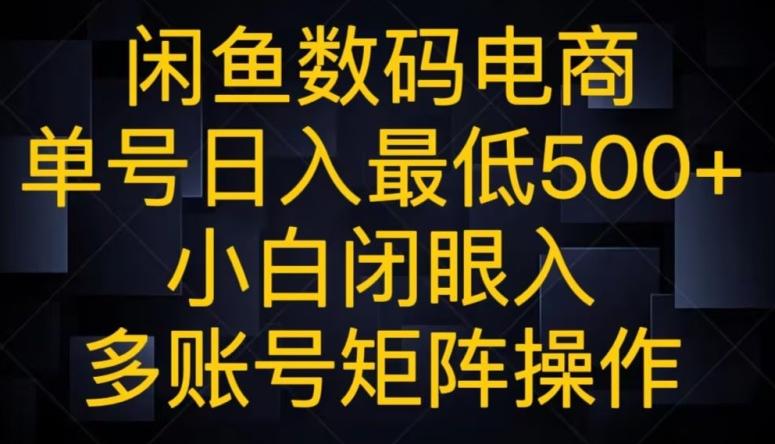 闲鱼数码电商，单号日入最低500+，小白闭眼入，多账号矩阵操作-星禾网创星球