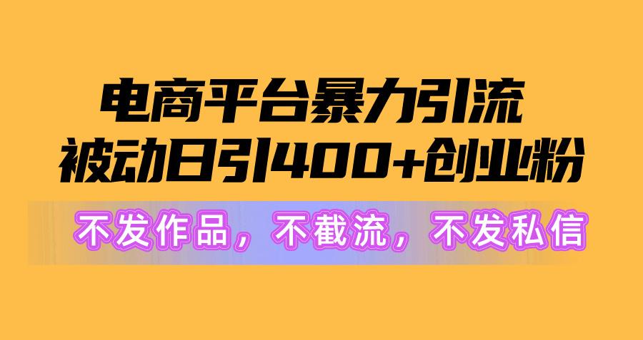电商平台暴力引流,被动日引400+创业粉不发作品，不截流，不发私信-星禾网创星球