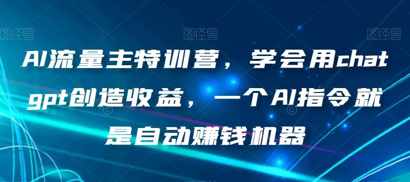 AI流量主特训营，学会用chatgpt创造收益，一个AI指令就是自动赚钱机器-星禾网创星球