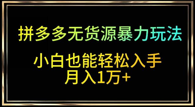拼多多无货源暴力玩法，全程干货，小白也能轻松入手，月入1万+【揭秘】-星禾网创星球