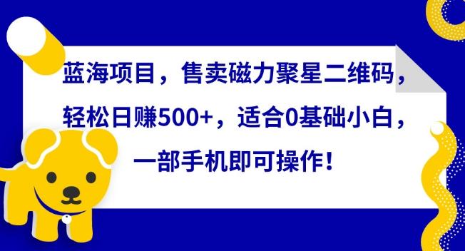 蓝海项目，售卖磁力聚星二维码，轻松日赚500+，适合0基础小白，一部手机即可操作【揭秘】-星禾网创星球