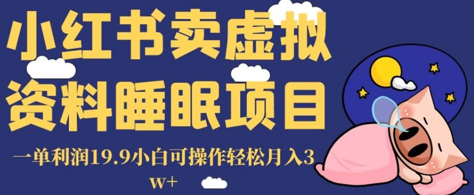 小红书卖虚拟资料睡眠项目，一单利润19.9小白可操作轻松月入3w+【揭秘】-星禾网创星球