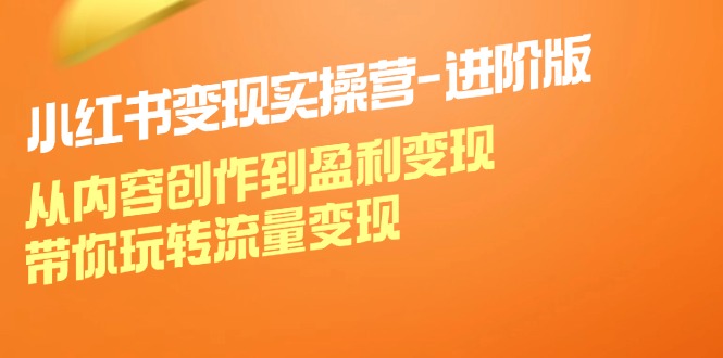 小红书变现实操营进阶版：从内容创作到盈利变现，带你玩转流量变现-星禾网创星球