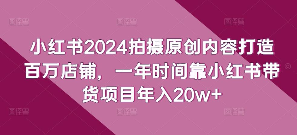 小红书2024拍摄原创内容打造百万店铺，一年时间靠小红书带货项目年入20w+-星禾网创星球