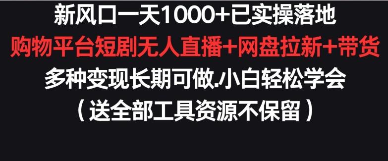 新风口一天1000+已实操落地购物平台短剧无人直播+网盘拉新+带货多种变现长期可做【揭秘】-星禾网创星球
