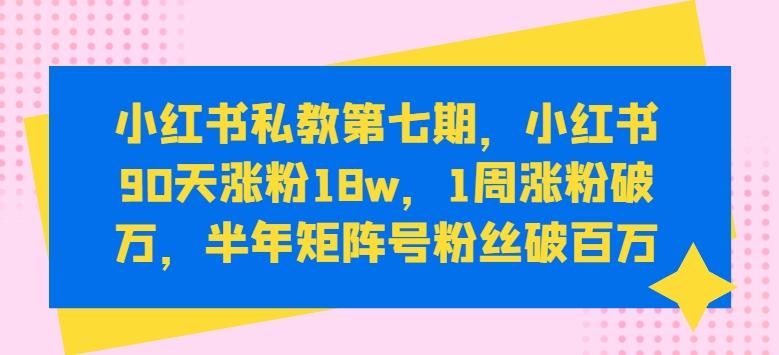 小红书私教第七期，小红书90天涨粉18w，1周涨粉破万，半年矩阵号粉丝破百万-星禾网创星球