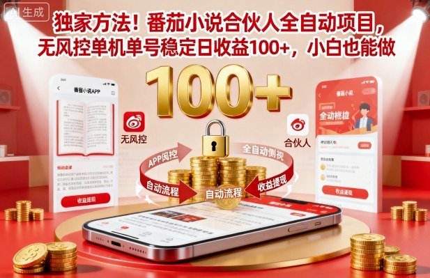 独家方法！番茄小说合伙人全自动挂G项目，无风控单机单号稳定日收益100+，小白也能做【揭秘】-星禾网创星球