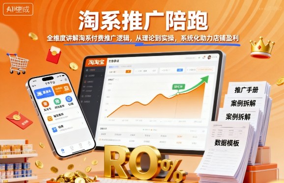淘系推广陪跑，全维度讲解淘系付费推广逻辑，从理论到实操，系统化助力店铺盈利-星禾网创星球