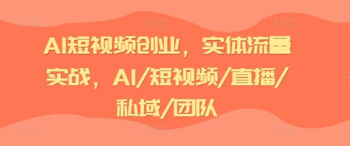 AI短视频创业，实体流量实战，AI/短视频/直播/私域/团队-星禾网创星球