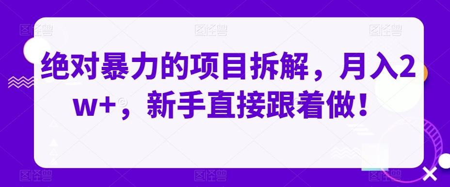 绝对暴力的项目拆解，月入2w+，新手直接跟着做！-星禾网创星球